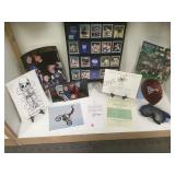 SHELF LOT OF NASCAR & BASEBALL MEMMORABILIA