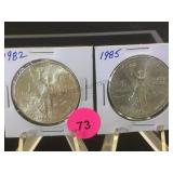 1982  &1985 MEXICAN SILVER CENTAVOS