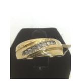 14K GOLD RING WITH CLEAR GEMSTONES, SIZE 10