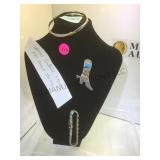 THOMAS SINGER BOOT BROOCH & TURQUOISE BRACELET