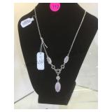 STERLING NECKLACE WITH PINK GEMSTONES