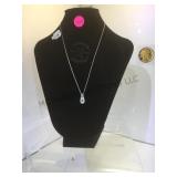 STERLING NECKLACE WITH CLEAR GEMSTONE