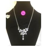 STERLING NECKLACE WITH CLEAR GEMSTONES