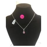 STERLING NECKLACE WITH PINK GEMSTONE
