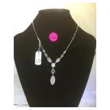 STERLING NECKLACE WITH WHITEISH GEMSTONES
