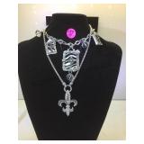 FLUER DE LIS PENDANT NECKLACE & DROP CRYSTAL