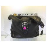 BLACK PEABLE LEATHER COACH HANDBAG