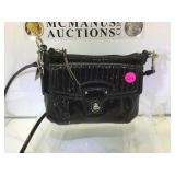 SMALL BLACK PATENT LEATHER COACH HANDBAG