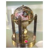 GEMSTONE GLOBE  WITH CLOCK IN BASE & COA