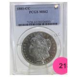 1881-CARSON CITY PCGS MS62 MORGAN SILVER DOLLAR