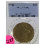 1904 PCGS MS63 $20 GOLD COIN DOUBLE EAGLE