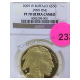 2009 W BUFFALO $50 GOLD COIN PF 70 ULTRA  CAMEO
