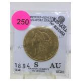 1894  $20 AMERICAN GOLD COIN DOUBLE EAGLE