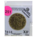 1860 $20 AMERICAN GOLD COIN DOUBLE EAGLE