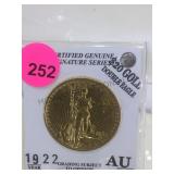1922  SAINT GAUDENS $20 GOLD COIN