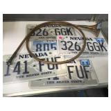 FRENCH HORN & GROUP OF NEVADA LICENSE PLATES