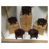 SHELF LOT OF ASIAN PLANT STANDS & BOXES