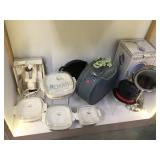 VINTAGE HATS, HATBOX, SET OF CORNING WARE & MORE