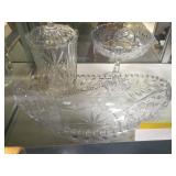 3 PIECE CRYSTAL CANDY DISH, ICE BUCKET & VASE