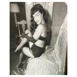 BETTIE PAGE BLACK/WHITE ON CANVAS 30'X 42 1/2'