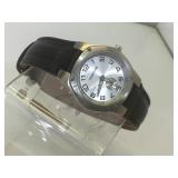 TOURNEAU WATCH WITH BLACK LEATHER BAND