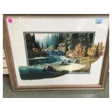 FRAMED ,MATTED, WATERFALL PRINT, ARTIST SIGNED