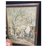 ACRYLIC ON CANVAS  VINTAGE WINTER CITY SCENE