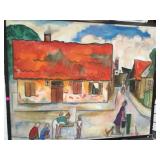 FOLK ART ON CANVAS ARTIST SIGNED 41'X33'