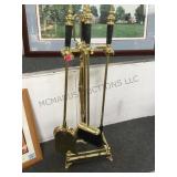 SET OF BRASS FIREPLACE TOOLS