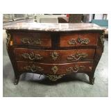 ANTIQUE 4 DRAWER DRESSER W/ STONE TOP
