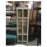 UNIQUE WOOD & METAL GRATE FILING CABINET.