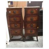 MATCHING ANTIQUE 4 DRAWER NIGHT STANDS W/ METAL