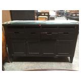 WOOD COUNTER W/ 8 DRAWERS & 4 DOORS.