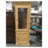WOOD & BEVELED GLASS FRONT DISPLAY CABINET