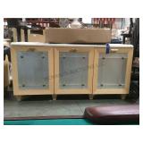 MARBLE TOP CABINET W/ GLASS FRONT