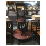 ROUND WOOD COFFEE TABLE W/ MATCHING END TABLES