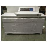 GREY 6 DRAWER DRESSER WITH RHINESTONE HANDLES