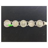 SILVER COLUMBIAN COIN BRACELET SILVER COLUMBIAN COIN BRACELET