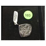 STERLING SILVER SPANISH DOUBLOON, CAST STERLING SILVER SPANISH DOUBLOON, CAST