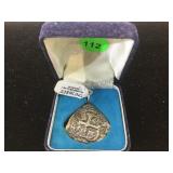 STERLING SILVER SPANISH DOUBLOON, CAST STERLING SILVER SPANISH DOUBLOON, CAST