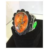 VINTAGE STERLING /SEA SEDIMENT JASPER CUFF VINTAGE STERLING /SEA SEDIMENT JASPER CUFF