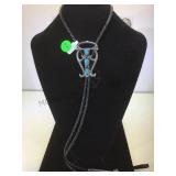 STERLING SILVER / TURQUOISE BOLO TIE, SIGNED 'A' STERLING SILVER / TURQUOISE BOLO TIE, SIGNED 'A'