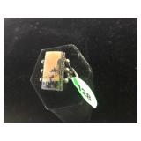 STERLING / MOSS AGATE RING, SIZE 3 STERLING / MOSS AGATE RING, SIZE 3