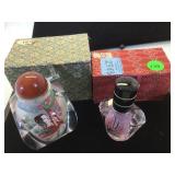 2 REVERSE PAINTED ASIAN THEMED PERFUME BOTTLES 2 REVERSE PAINTED ASIAN THEMED PERFUME BOTTLES