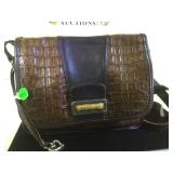 BRIGHTEN BROWN CROC LEATHER FLAP SHOULDER BAG BRIGHTEN BROWN CROC LEATHER FLAP SHOULDER BAG