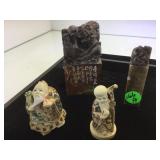 2 ONYX ASIAN STAMPS, & RESIN ASIAN FIGURES 2 ONYX ASIAN STAMPS, & RESIN ASIAN FIGURES