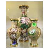 COLLECTION OF CLOISONNE VASES COLLECTION OF CLOISONNE VASES