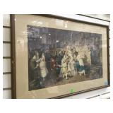 VINTAGE EARLY AMERICAN PRINT 19X29 VINTAGE EARLY AMERICAN PRINT 19X29