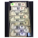 TRAY LOT OF SILVER CERTIFICATES & $2 BILLS TRAY LOT OF SILVER CERTIFICATES & $2 BILLS
