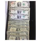 4 1976 $2 BILLS & 5 1957 $1 SILVER CERTIFICATES 4 1976 $2 BILLS & 5 1957 $1 SILVER CERTIFICATES